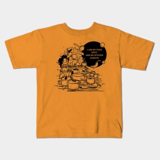 Spicy food and chaotic kitchen, cooking Kids T-Shirt